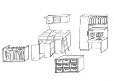 croquis chambre et bureau