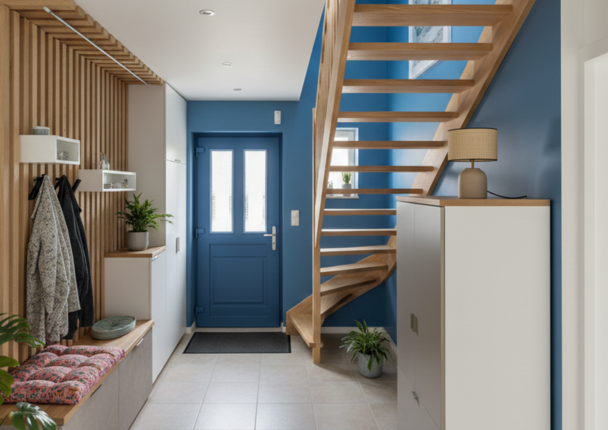 espace entrée avec nombreux rangements optimisés
